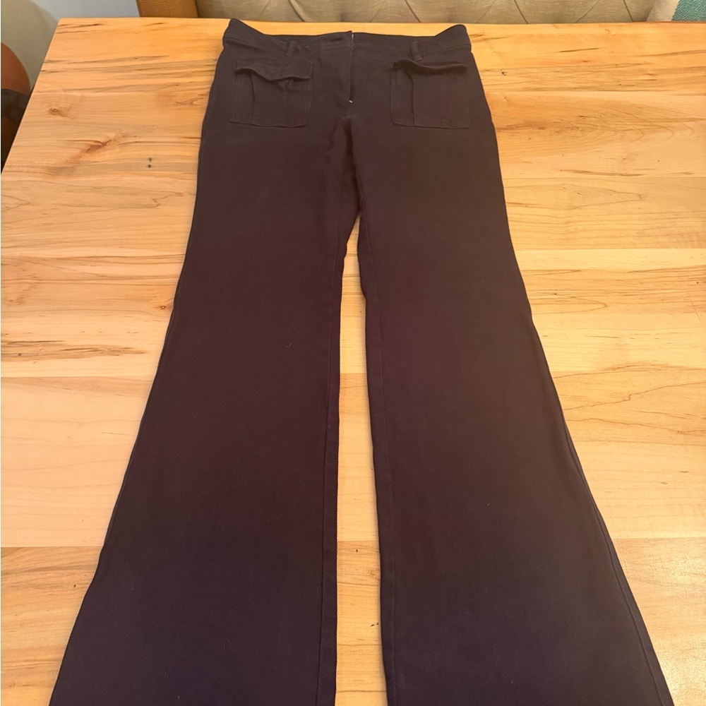 Aritzia Wilfred Flared Black Pants with Front Patch Pockets